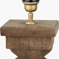 Kavya Antique Brown Turned Wood Table Lamp Base with Edward 45cm Natural Linen Cylinder Lampshade