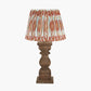 Kavya Antique Brown Turned Wood Table Lamp Base with Izara 45cm Cinnamon Ikat Patterned Mushroom Pleat Tapered Lampshade