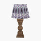 Kavya Antique Brown Turned Wood Table Lamp Base with Izara 45cm Lilac Ikat Patterned Mushroom Pleat Tapered Lampshade