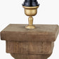 Kavya Antique Brown Turned Wood Table Lamp Base with Izara 45cm Ocean Blue Ikat Patterned Mushroom Pleat Tapered Lampshade