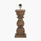 Kavya Antique Brown Turned Wood Table Lamp Base with Lino 45cm White Self Lined Linen Cylinder Lampshade