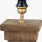 Kavya Antique Brown Turned Wood Table Lamp Base with Lino 45cm White Self Lined Linen Cylinder Lampshade