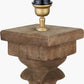 Kavya Antique Brown Turned Wood Table Lamp Base with Lino 45cm White Self Lined Linen Cylinder Lampshade