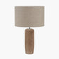 Inaya Natural Tapered Wood Table Lamp Base with Edward 35cm Natural Linen Cylinder Lampshade
