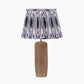 Inaya Natural Tapered Wood Table Lamp Base with Izara 35cm Lilac Ikat Patterned Mushroom Pleat Tapered Lampshade