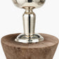 Ayra Natural Modernist Large Turned Wood Table Lamp Base with Winston 40cm Mustard Handloom Tapered Lampshade