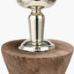 Ayra Natural Modernist Large Turned Wood Table Lamp Base with Winston 40cm Taupe Handloom Tapered Lampshade