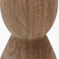 Ayra Natural Modernist Large Turned Wood Table Lamp Base with Henry 40cm Mustard Handloom Cylinder Lampshade