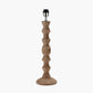 Ayra Natural Modernist Large Turned Wood Table Lamp Base with Henry 40cm Tobacco Handloom Cylinder Lampshade