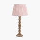 Ayra Natural Modernist Large Turned Wood Table Lamp Base with Thiago 40cm Cinnamon Stripe Mushroom Pleat Tapered Lampshade