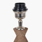 Ayra Natural Modernist Turned Wood Table Lamp Base with Winston 35cm Tobacco Handloom Tapered Lampshade