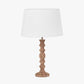 Ayra Natural Modernist Turned Wood Table Lamp Base with Winston 35cm White Handloom Tapered Lampshade