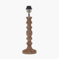 Ayra Natural Modernist Turned Wood Table Lamp Base with Henry 35cm White Handloom Cylinder Lampshade