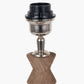 Ayra Natural Modernist Turned Wood Table Lamp Base with Thiago 35cm Cinnamon Stripe Mushroom Pleat Tapered Lampshade