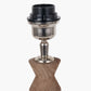Ayra Natural Modernist Turned Wood Table Lamp Base with Thiago 35cm Ocean Blue Stripe Mushroom Pleat Tapered Lampshade