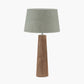 Esha Natural Conical Wood Table Lamp Base with Milos 35cm Pistachio Green Linen Tapered Lampshade