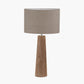 Esha Natural Conical Wood Table Lamp Base with Edward 35cm Natural Linen Cylinder Lampshade