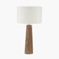 Esha Natural Conical Wood Table Lamp Base with Rouen 35cm White Boucle Cylinder Lampshade