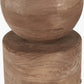 Ziva Antique Brown Round Wood Table Lamp Base with Edward 45cm Apricot Linen Cylinder Lampshade