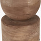 Ziva Antique Brown Round Wood Table Lamp Base with Edward 45cm Apricot Linen Cylinder Lampshade