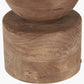 Ziva Antique Brown Round Wood Table Lamp Base with Lino 45cm Cinnamon Self Lined Linen Cylinder Lampshade
