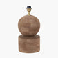 Ziva Antique Brown Round Wood Table Lamp Base with Lino 45cm White Self Lined Linen Cylinder Lampshade