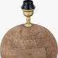 Ziva Antique Brown Round Wood Table Lamp Base with Lino 45cm White Self Lined Linen Cylinder Lampshade