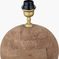 Ziva Antique Brown Round Wood Table Lamp Base with Lino 45cm White Self Lined Linen Cylinder Lampshade