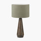 Arbor Verdi Gris Metal Conical Table Lamp Base with Edward 40cm Pistachio Green Linen Cylinder Lampshade