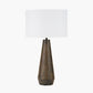 Arbor Verdi Gris Metal Conical Table Lamp Base with Lino 40cm White Self Lined Linen Cylinder Lampshade