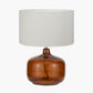 Corby Amber Glass Table Lamp Base with Henry 40cm White Handloom Cylinder Lampshade