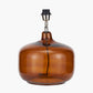 Corby Amber Glass Table Lamp Base with Henry 40cm White Handloom Cylinder Lampshade