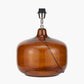 Corby Amber Glass Table Lamp Base with Henry 40cm White Handloom Cylinder Lampshade