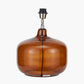 Corby Amber Glass Table Lamp Base with Henry 40cm White Handloom Cylinder Lampshade
