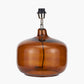 Corby Amber Glass Table Lamp Base with Vienna 40cm Taupe Chevron Mushroom Pleat Lampshade