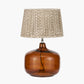 Corby Amber Glass Table Lamp Base with Vienna 40cm Taupe Chevron Mushroom Pleat Lampshade