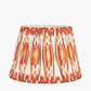 Corby Amber Glass Table Lamp Base with Izara 40cm Cinnamon Ikat Patterned Mushroom Pleat Tapered Lampshade