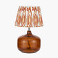 Corby Amber Glass Table Lamp Base with Izara 40cm Cinnamon Ikat Patterned Mushroom Pleat Tapered Lampshade