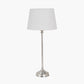 Auden Silver Metal Stick Table Lamp Base with Adelaide 25cm Ivory Tapered Cotton Mix Lampshade