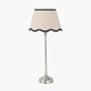 Auden Silver Metal Stick Table Lamp Base with Tabitha 25cm Cream Jute Scalloped Edge Tapered Lamp Shade with Contrast Binding