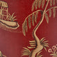 Landscape Red Hand Painted Metal Table Lamp Base with Harry 35cm Taupe Cotton Mix Cylinder Lampshade