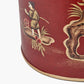 Landscape Red Hand Painted Metal Table Lamp Base with Harry 35cm Taupe Cotton Mix Cylinder Lampshade