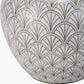 Barbier White Art Deco Fan Ceramic Table Lamp Base with Milos 35cm Natural Linen Tapered Lampshade