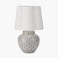 Barbier White Art Deco Fan Ceramic Table Lamp Base with Posy 35cm White Handloom Scalloped Tapered Lampshade
