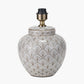 Barbier White Art Deco Fan Ceramic Table Lamp Base with Posy 35cm White Handloom Scalloped Tapered Lampshade
