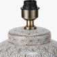 Barbier White Art Deco Fan Ceramic Table Lamp Base with Posy 35cm White Handloom Scalloped Tapered Lampshade