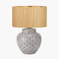 Barbier White Art Deco Fan Ceramic Table Lamp Base with Stellan 35cm Gold Slubbed Silk Mix Gold Lined Cylinder Lampshade