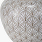 Barbier White Art Deco Fan Ceramic Table Lamp Base with Stellan 35cm Gold Slubbed Silk Mix Gold Lined Cylinder Lampshade