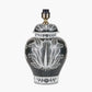 Asteria Black and White Feather Ceramic Urn Table Lamp Base with Adelaide 40cm Black Tapered Cotton Mix Lampshade