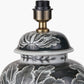 Asteria Black and White Feather Ceramic Urn Table Lamp Base with Henry 40cm Grey Handloom Cylinder Lampshade